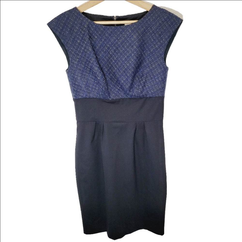 Trina Turk Blue Tweed Pencil Dress
